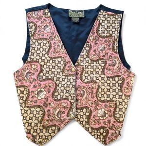Bali Chic Vintage Beaded Vest One Size Pink Brown Gold Embellished Boho
